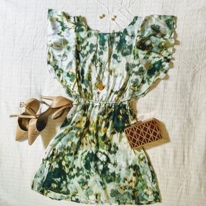 Flutter sleeve watercolor dress